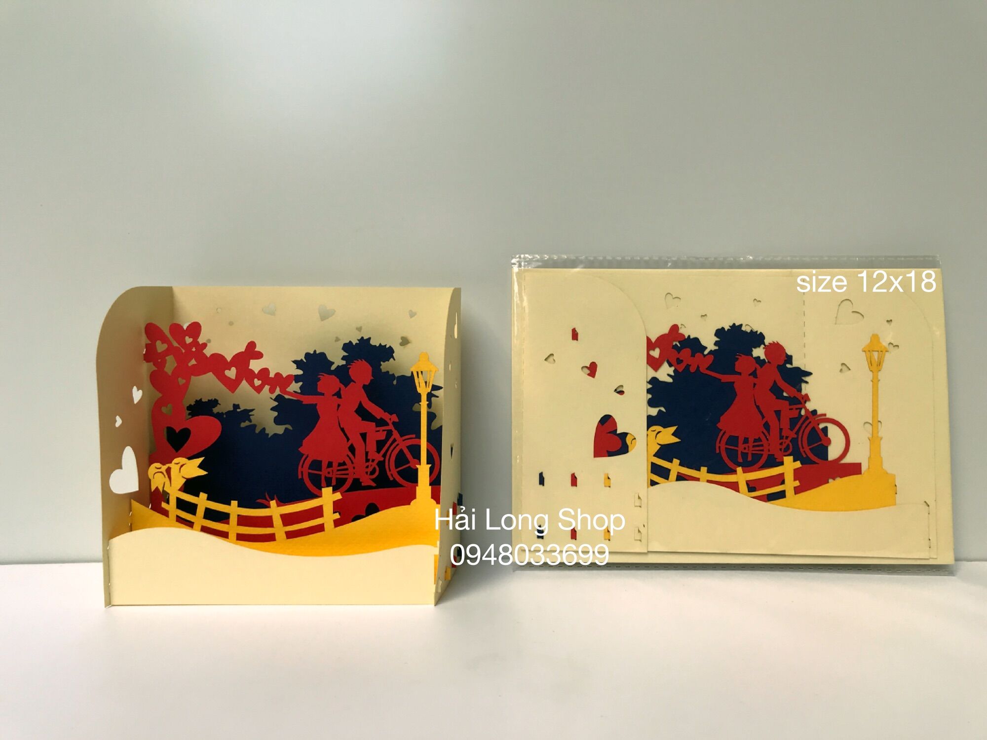 Hộp Tình Yêu 2 ( đạp xe ) - Love - Thiệp 3D