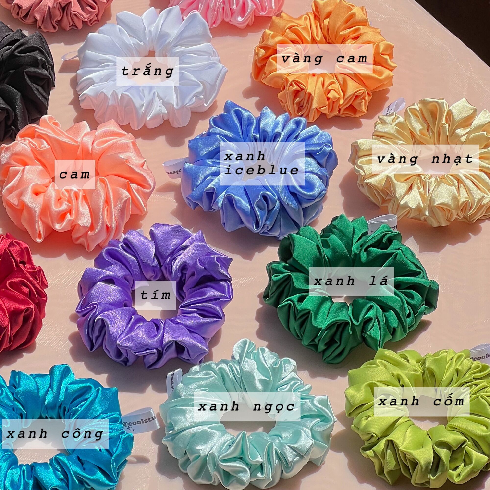 Buộc Tóc Scrunchies Lụa Minisize Vải Mịn {Bảng Màu Minisize Lụa}