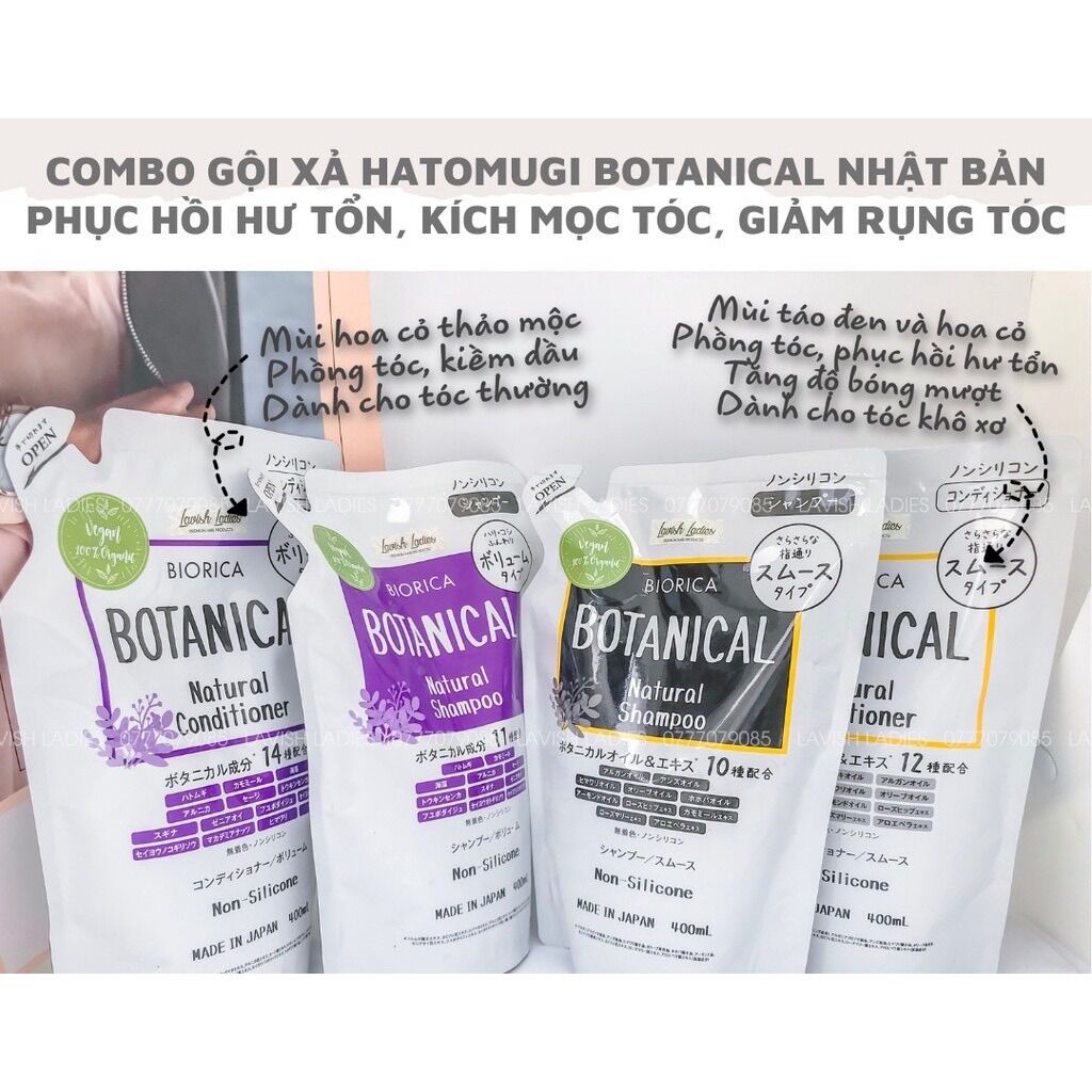 Dầu Gội Xả Hatomugi Botanical Táo Đen