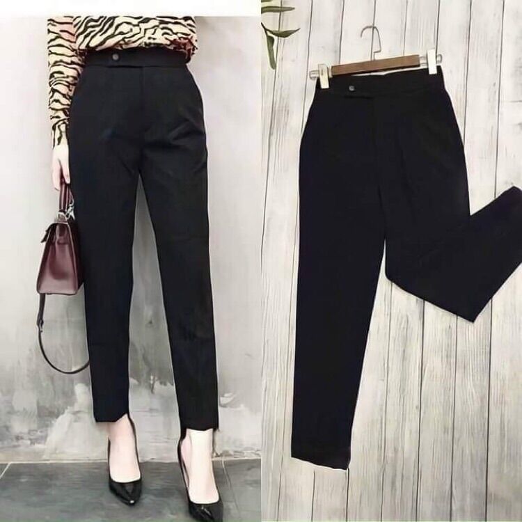 Quần tây công sở nữ . Quần baggy tây công sở . Dáng cao khuy lệch phong cách