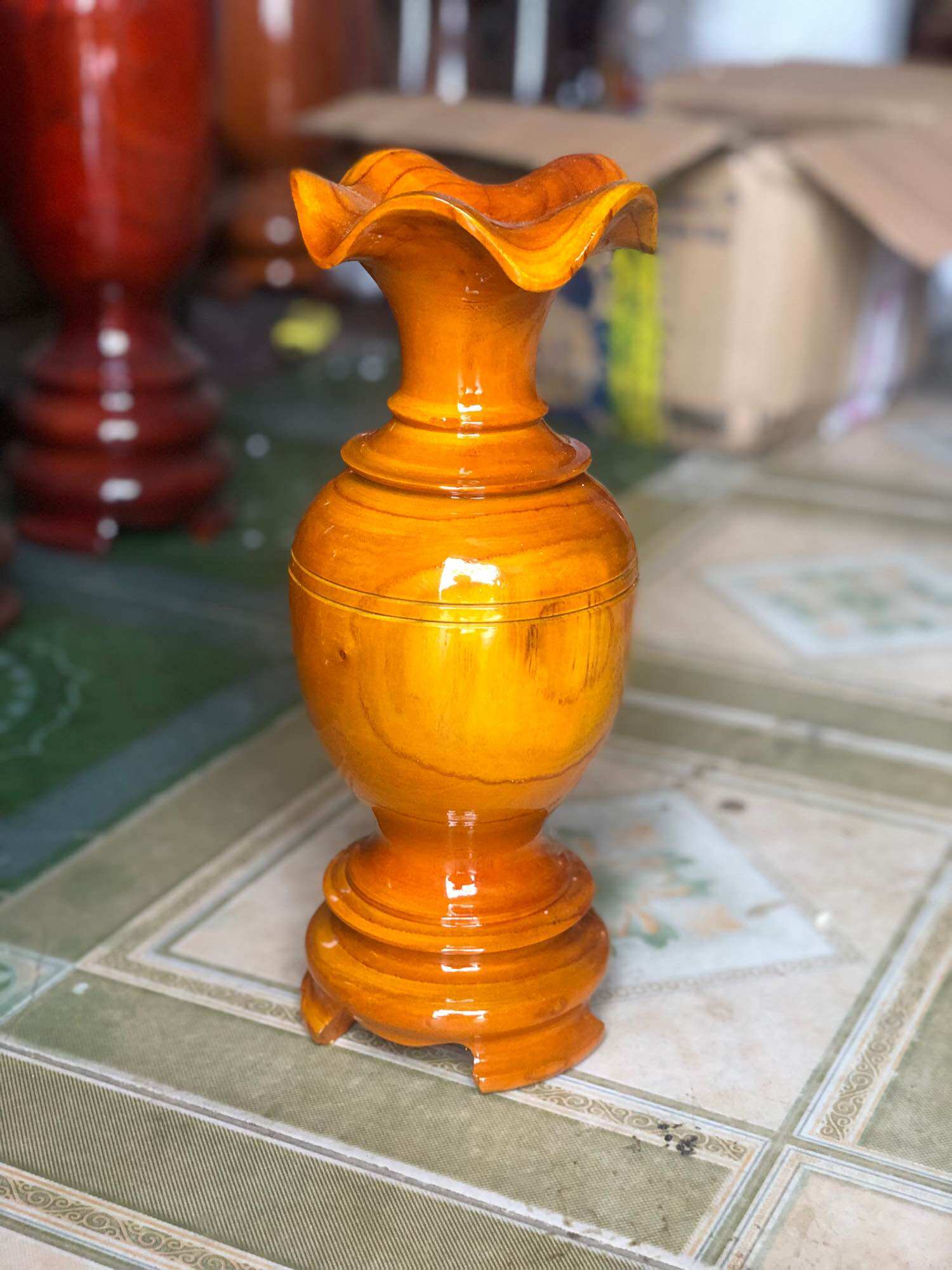 lục bình gỗ xoan đào môt đôi Kt 30-*12cm
