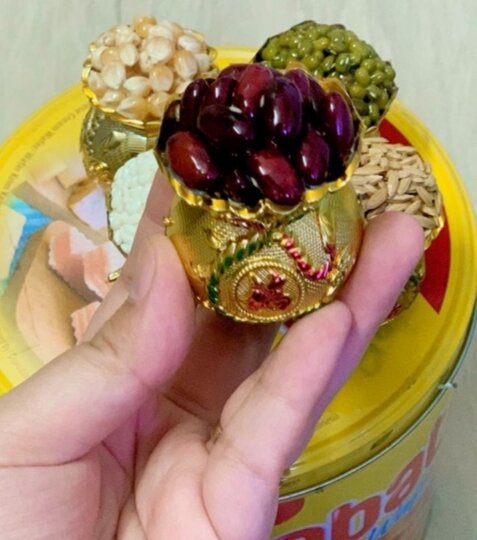 Set 5 túi vàng ngọc thực túi ngũ đậu trưng bàn Thần Tài
