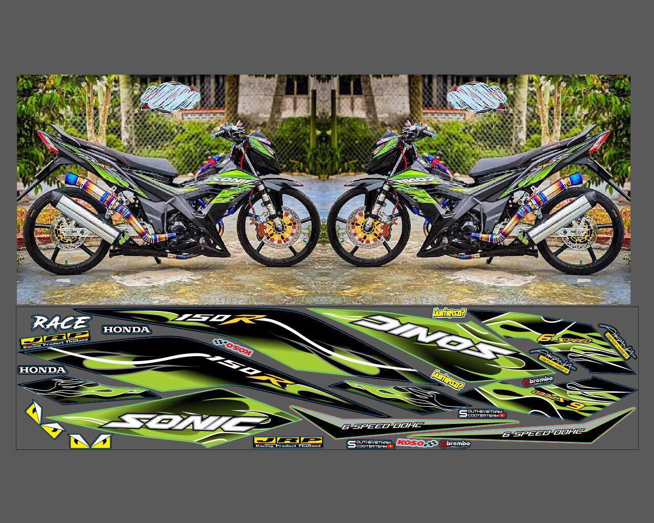 Tem xe sonic đen xanh tem đẹp cho xe đen