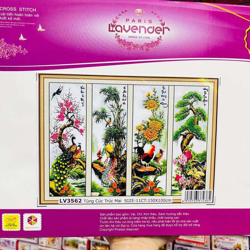 Tranh Thêu Kín Mẫu Mới Tứ Quý Lv3562(150*100)