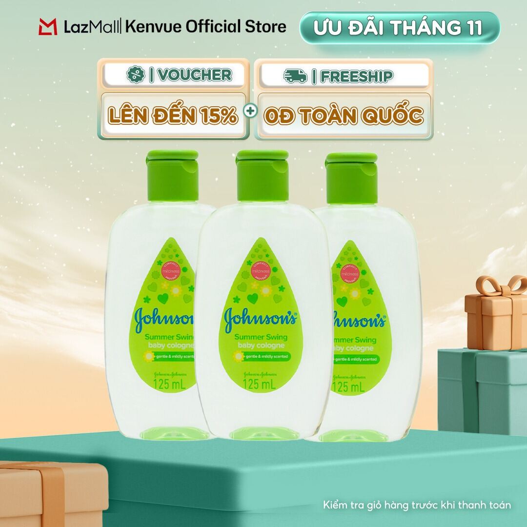 Combo 3 Chai Nước Hoa Cho Bé Johnsons Baby Cologne Hương Ngày Hè Summer Swing Baby Cologne 125ml