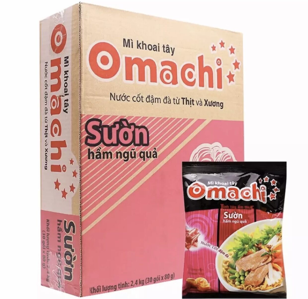 Thùng mì 30gói Omachi Sườn hầm ngũ quả 80g