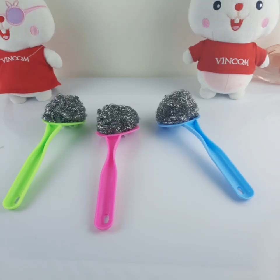 Cọ chùi xoong nồi có tay cầm bùi nhùi inox
