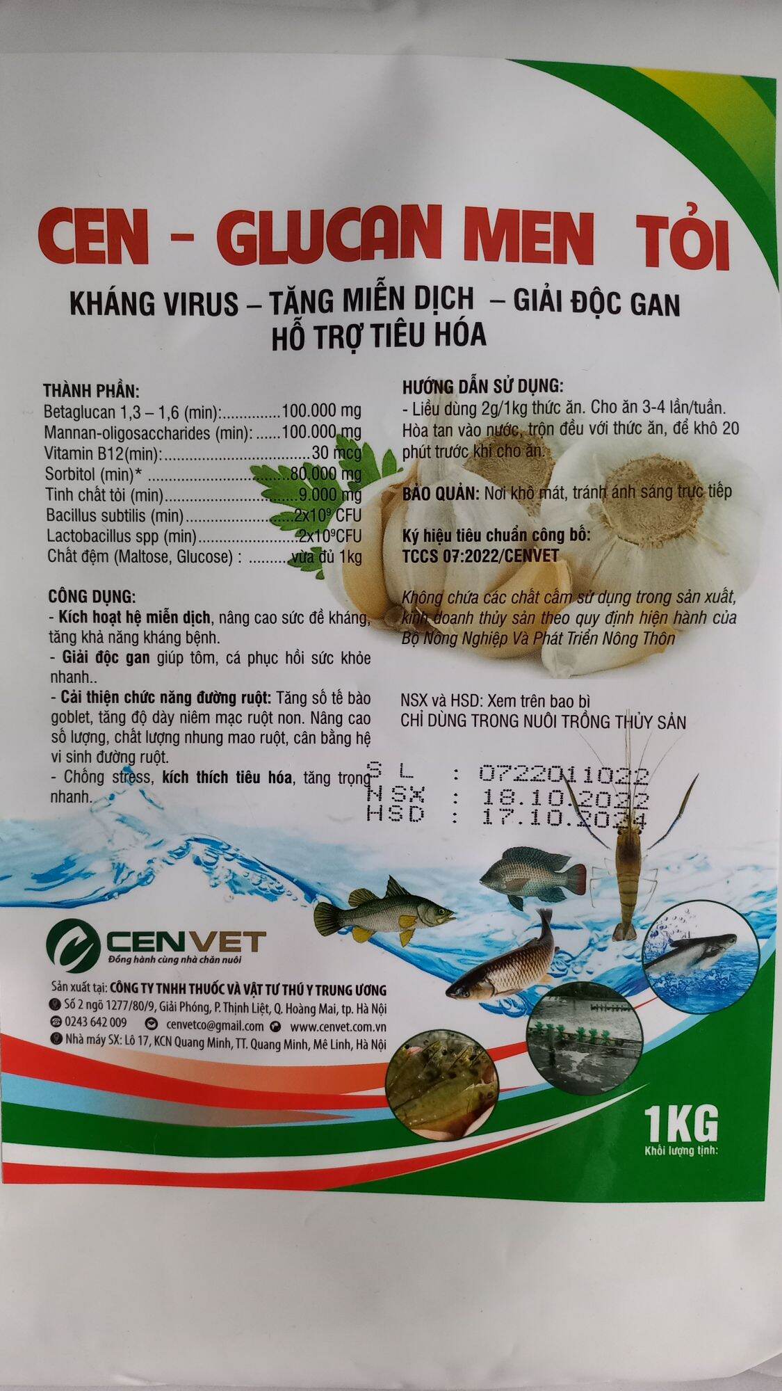 Cen Glucan Men Tỏi - Men tiêu hóa tỏi túi 1kg