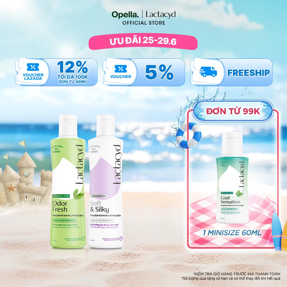 Bộ Dung Dịch Vệ Sinh Phụ Nữ Lactacyd Soft  Silky Dưỡng Ẩm 250ml + Odor Fresh Ngăn Mùi 24H 250ml