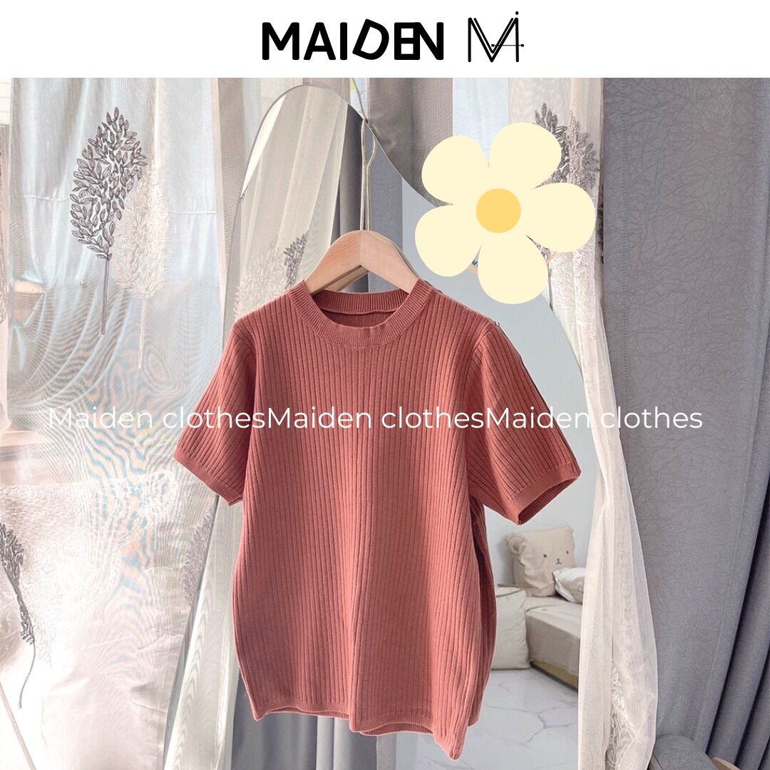 Áo thun tay cổ tròn len hàn MAIDEN