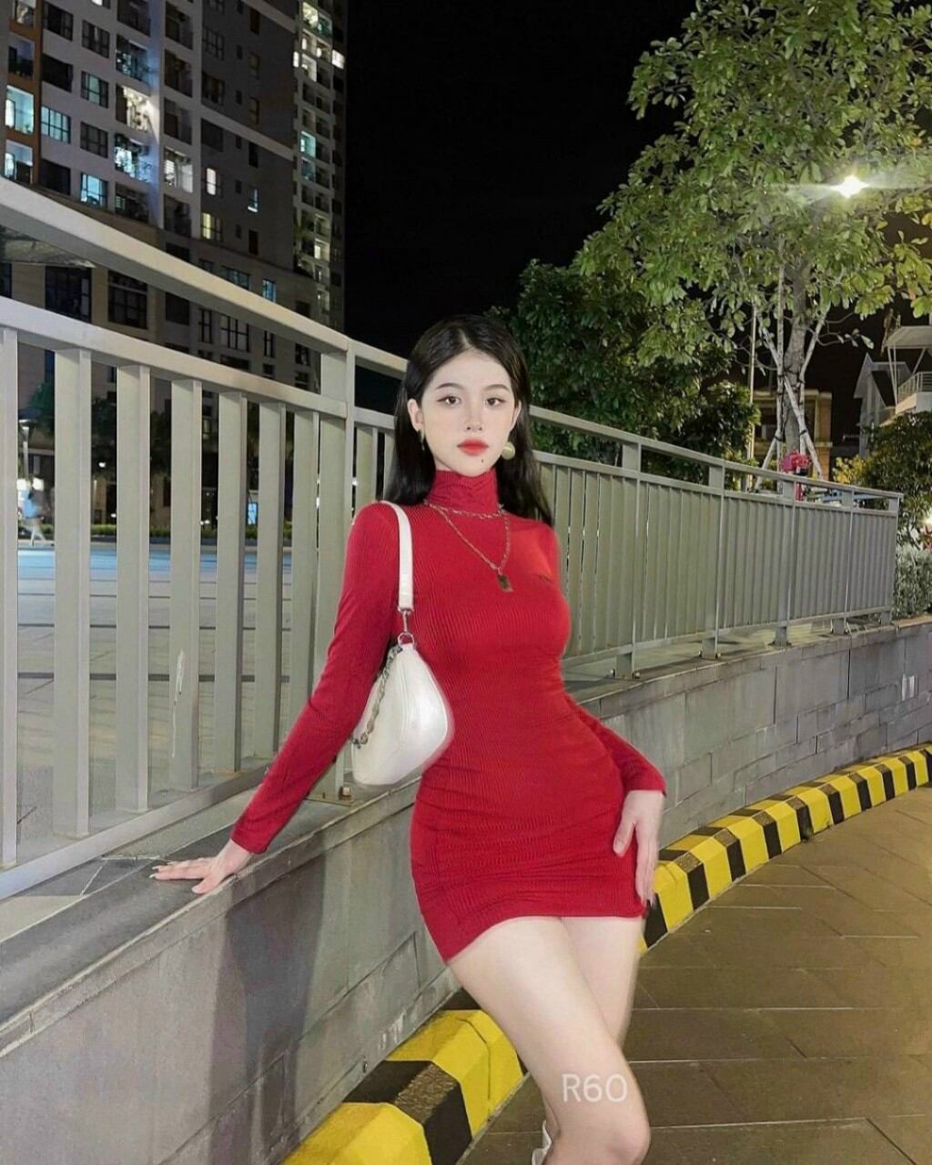 Đầm Body Cổ Lọ Tay Dài Chất Thun Gân_Zuzu
