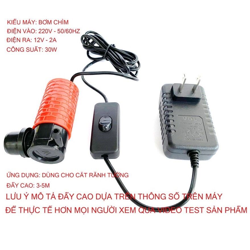 bơm chìm mini 12v hàng chuẩn (bơm nước cắt rãnh tường)