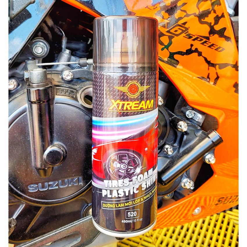 [ĐEN BÓNG ] chai sịt phục hồi nhựa nhám dưỡng  mới lốp xtream 450ml .