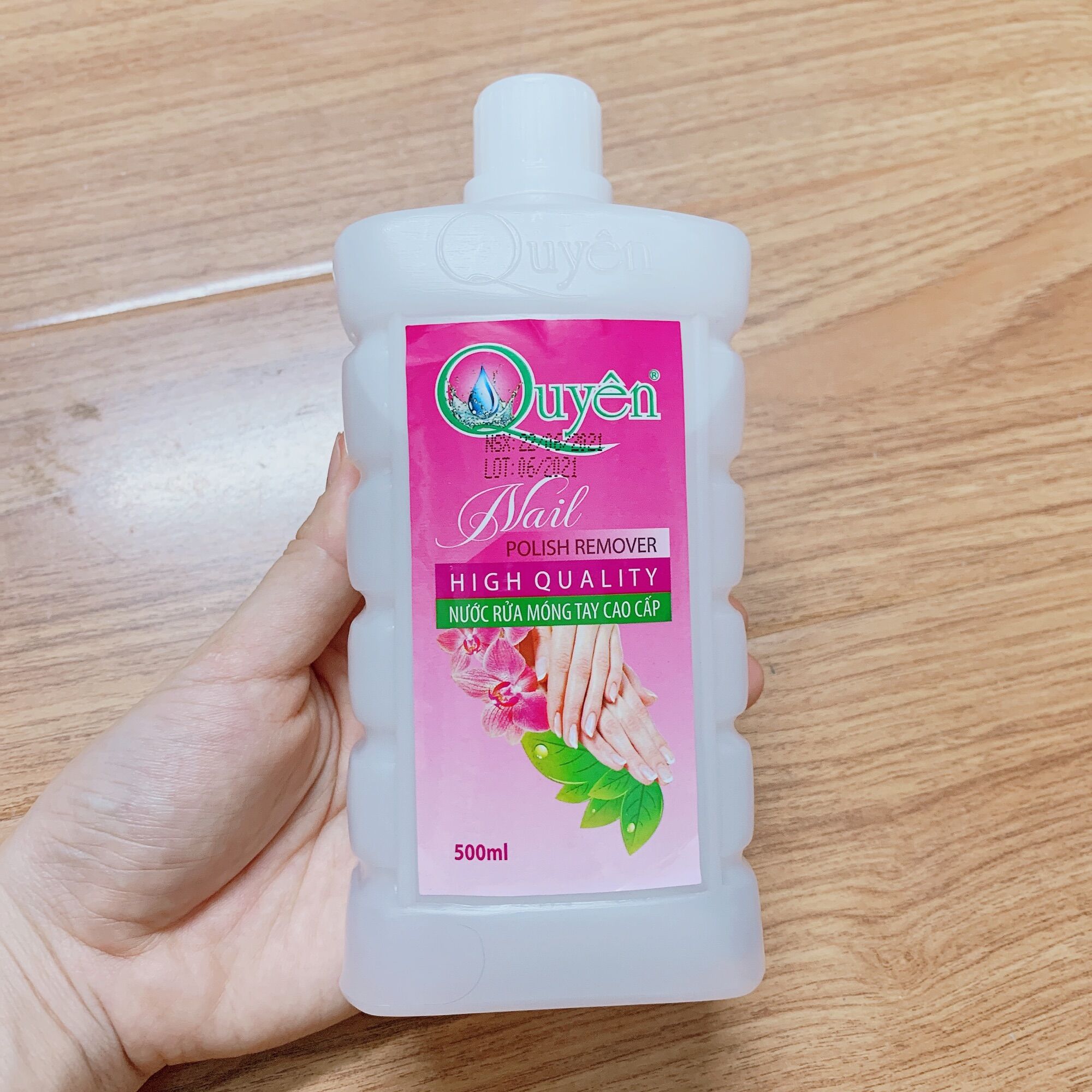Nước rửa móng cao cấp Quyên, nước aceton 500ml, nước rửa quyên