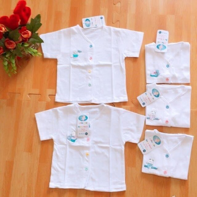 Set 5 áo sơ sinh tay ngắn An An cài giữa