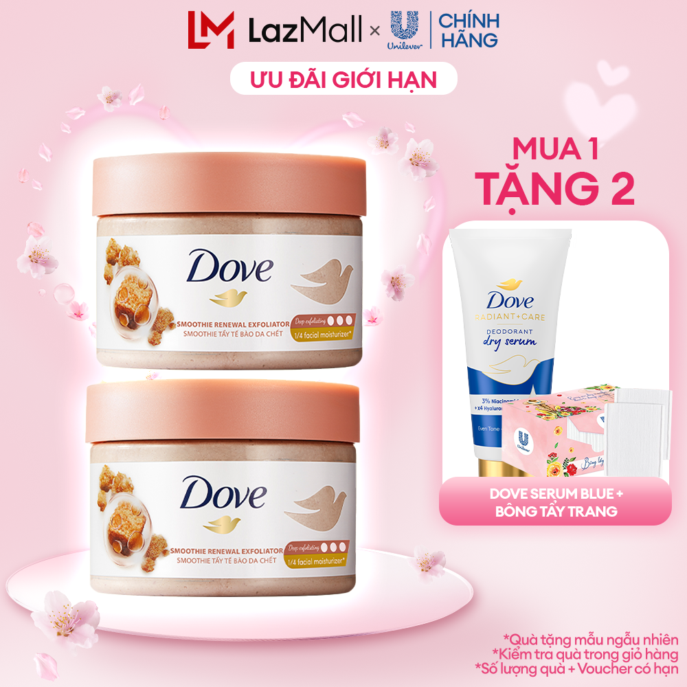 Combo 2 Tẩy Da Chết Dưỡng Ẩm Toàn Thân Dove Đường nâu  hương dừa 298g/280g x 2