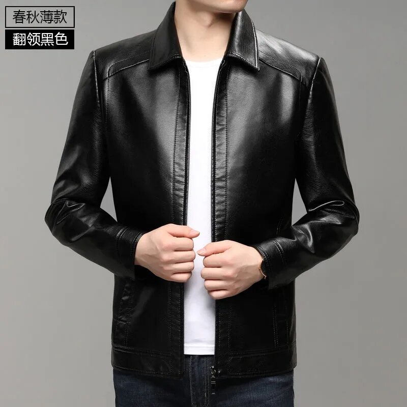 Áo Da Áo Khoác Nam Trang Phục Cho Bố Dày Dặn Áo Jacket Da PU Cho Nam Trung Niên Áo Khoác Da Chất Lượng Cao Áo Jacket Da Lộn