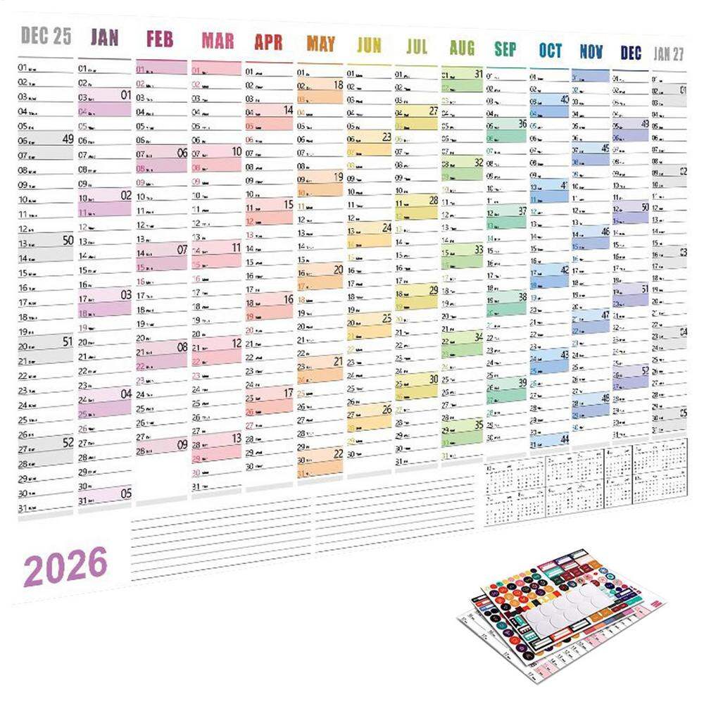 Lịch Treo Tường Lớn 2026 Kích Thước 29x20 Inch Kèm Sticker Kế Hoạch Tháng Dùng Cho Văn Phòng Nhà Ở Trường Học Học Tập Lịch Trình Bảng Ghi Nhớ