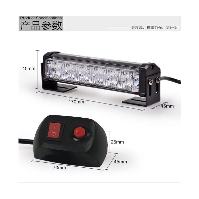 Đèn Nháy Xanh, Đỏ Police 12 led