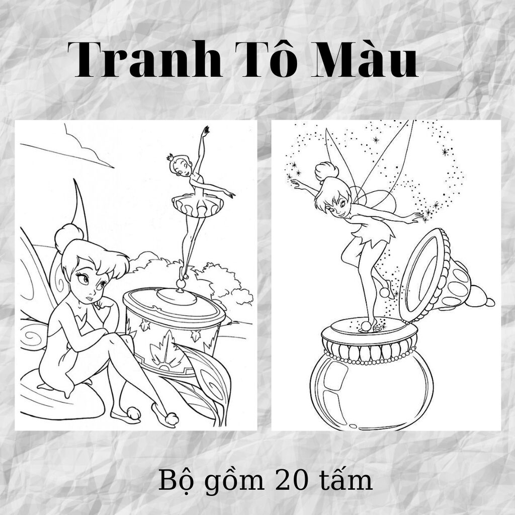 Bộ Tranh Tô Màu 20 tấm A4 Dành Cho Bé