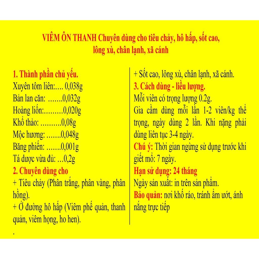 10 vỉ viên ôn thanh (24 viên 1 vỉ)