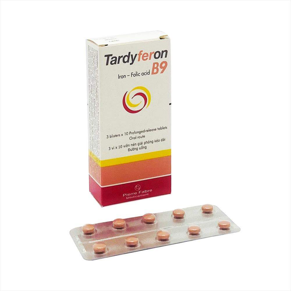 Tardyferon B9, sắt, axit folic hộp 30viên