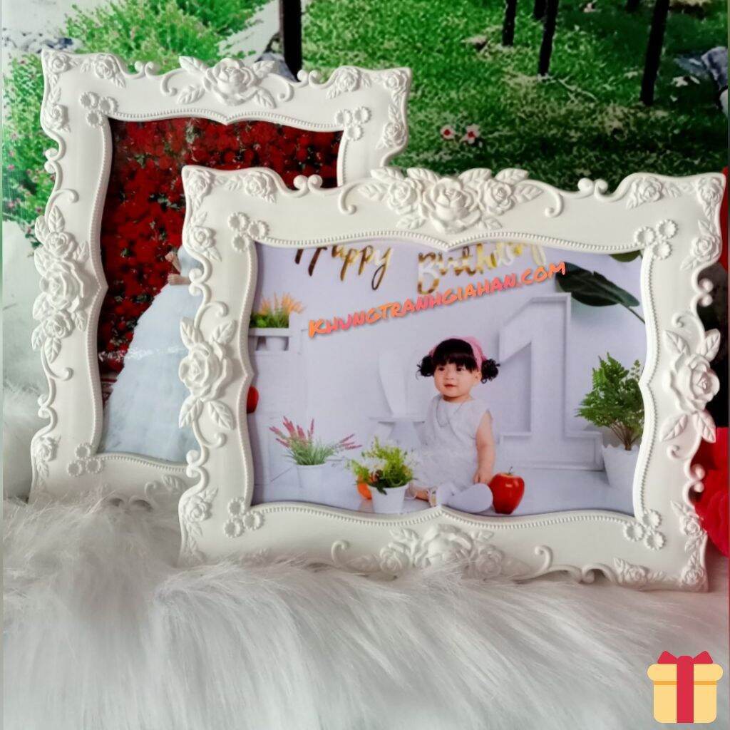 Khung pha lê sứ trắng Hàn Quốc cao cấp 13x18