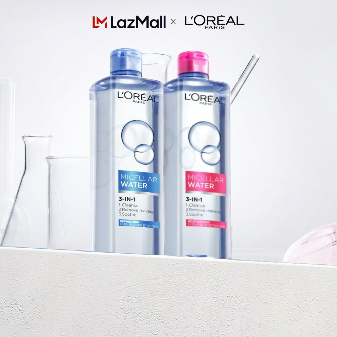 Bộ 2 tẩy trang đa năng 3-trong-1 Micellar Water tươi mát  dưỡng ẩm L'Oreal Paris - Virtual