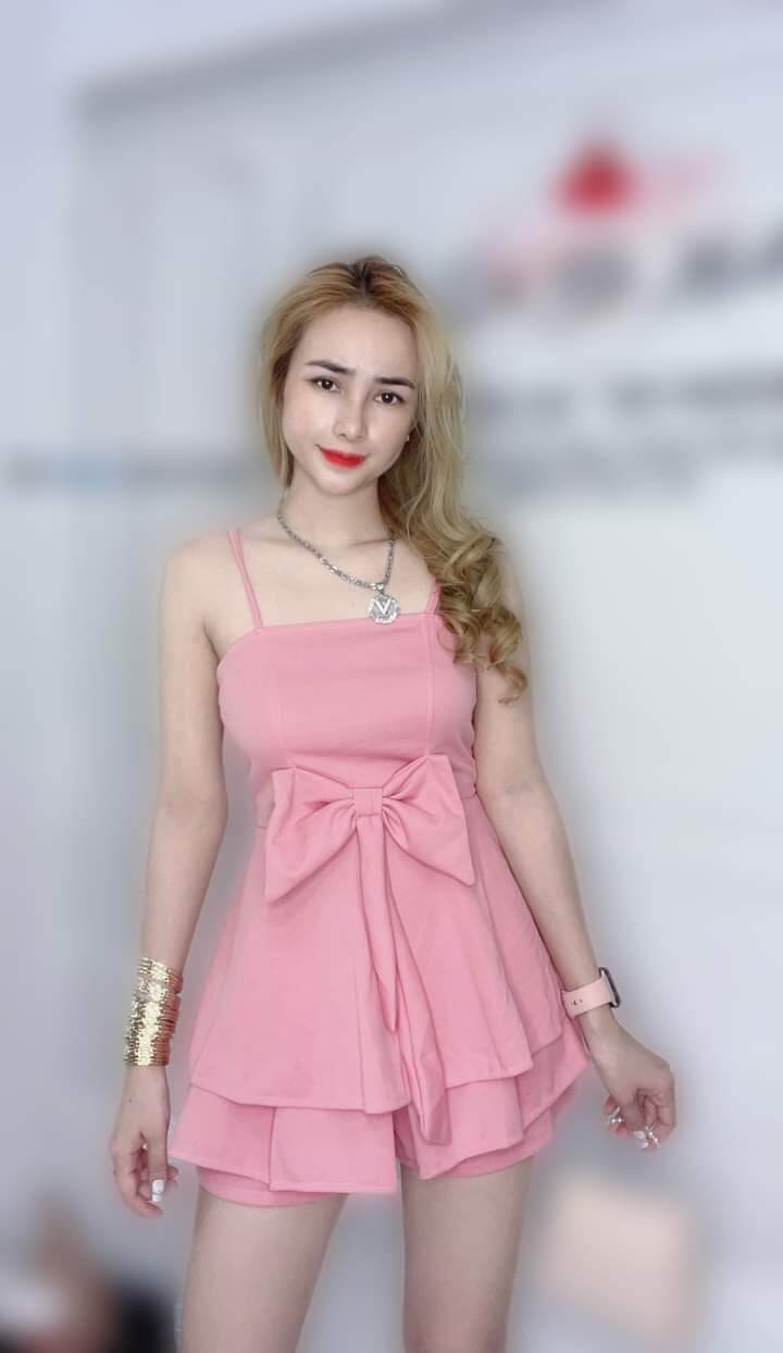 Set bộ thun cát hàn quần đùi giả váy phối áo dây kết nơ xinh xắn