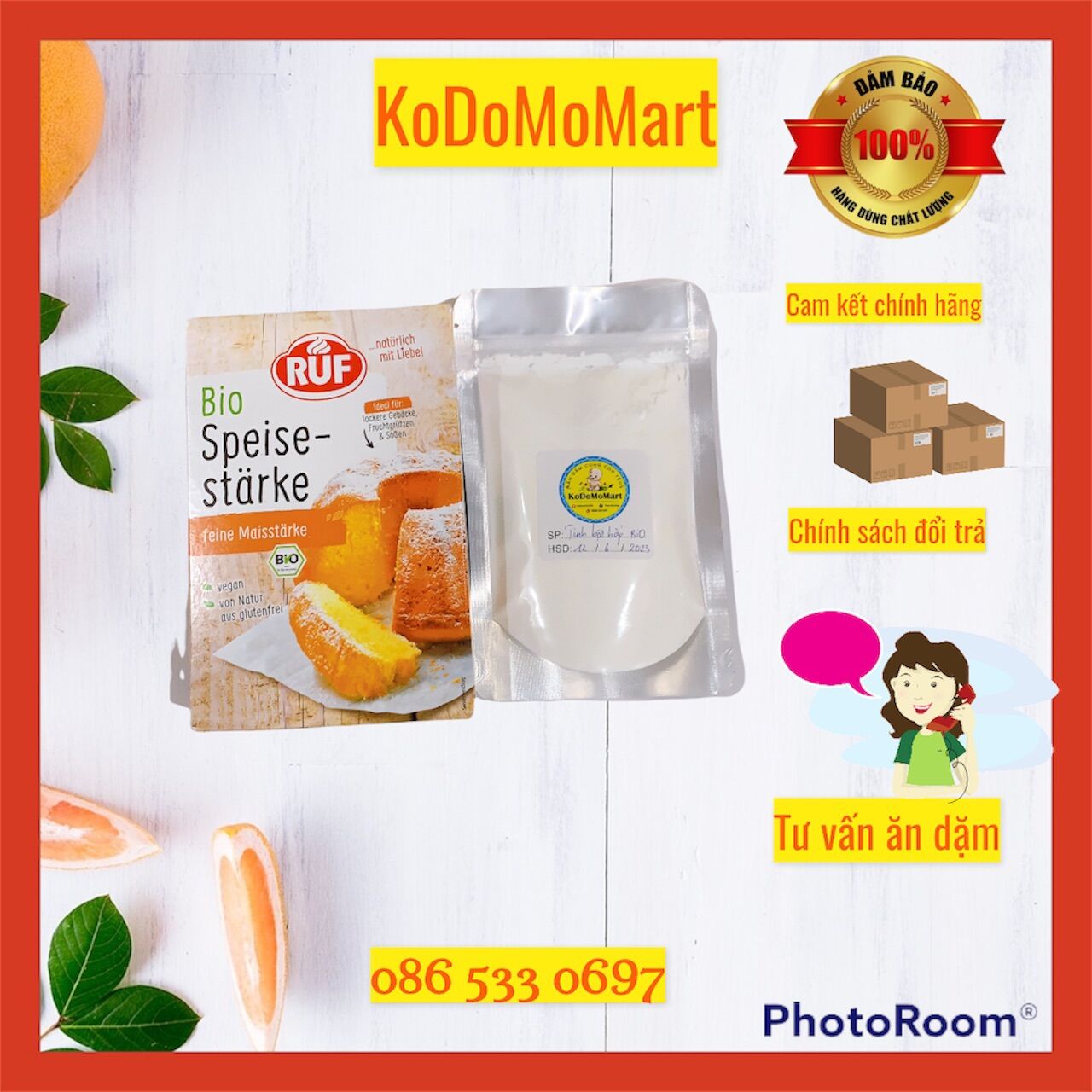 Tinh bột bắp hữu cơ Ruf gói lẻ 100g