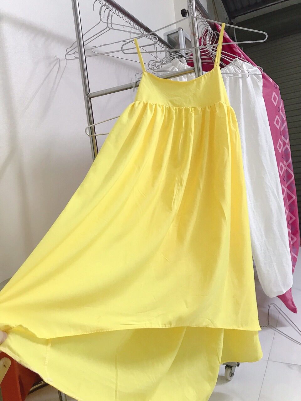 Đầm maxi 2 dây dáng babydoll kèm ảnh thật(freesize dưới 65kg)