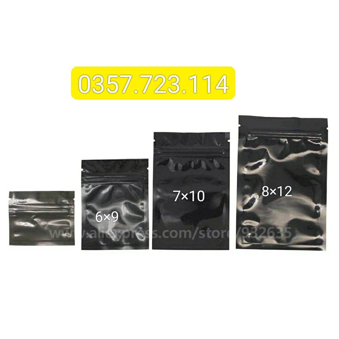 100c túi zip 2 mặt đen size to