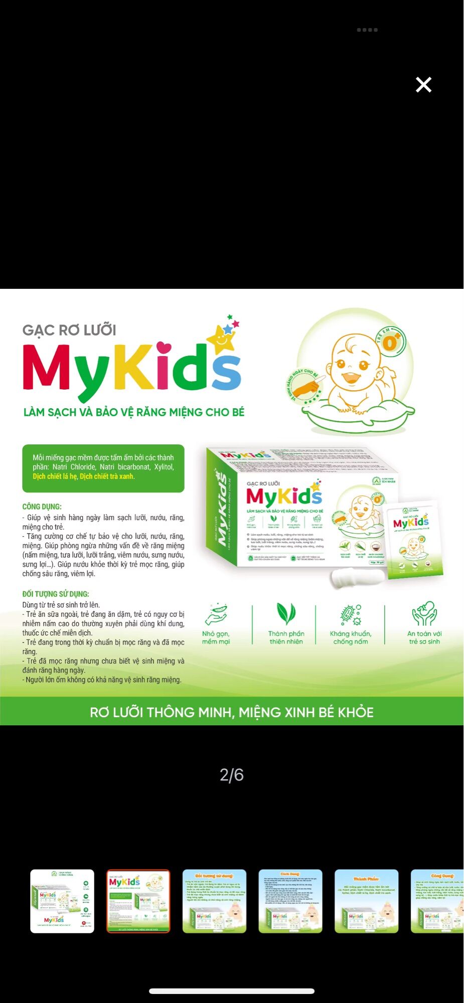 Gạc rơ lưỡi thảo dược ÍCH NHÂN MYKIDS