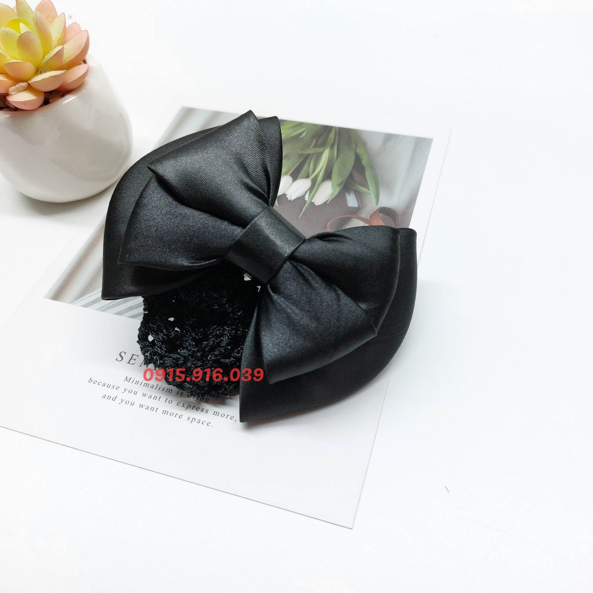 Kẹp Lưới Búi Tóc Đính Nơ Màu Đen VN