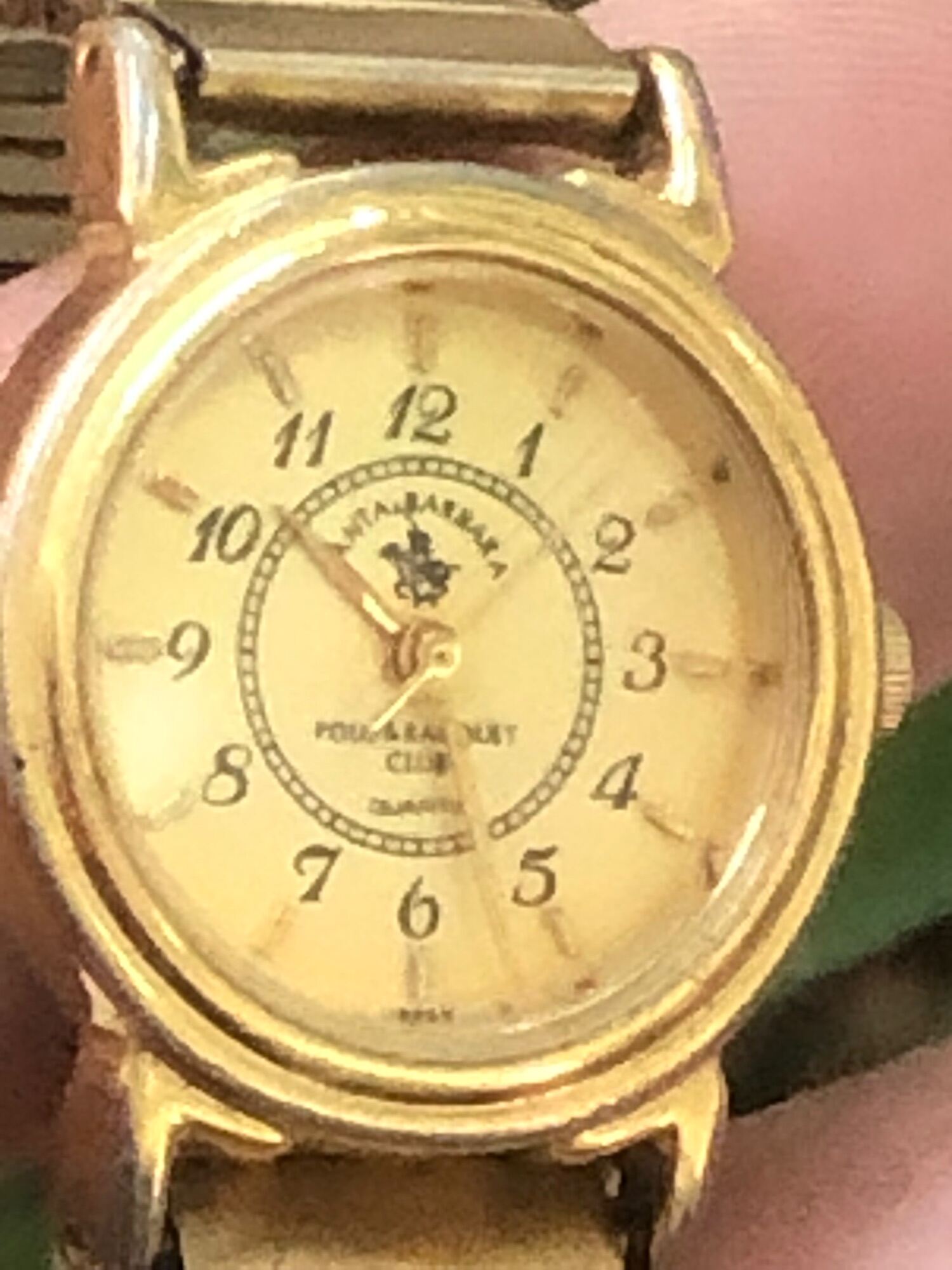 Đồng hồ nữ nhỏ vàng hiệu Santa barbara dây chun