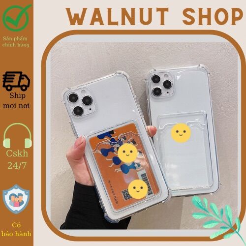 Ốp silicon trong chống sốc kèm ví cài thẻ Iphone- ốp chống sốc trong suốt