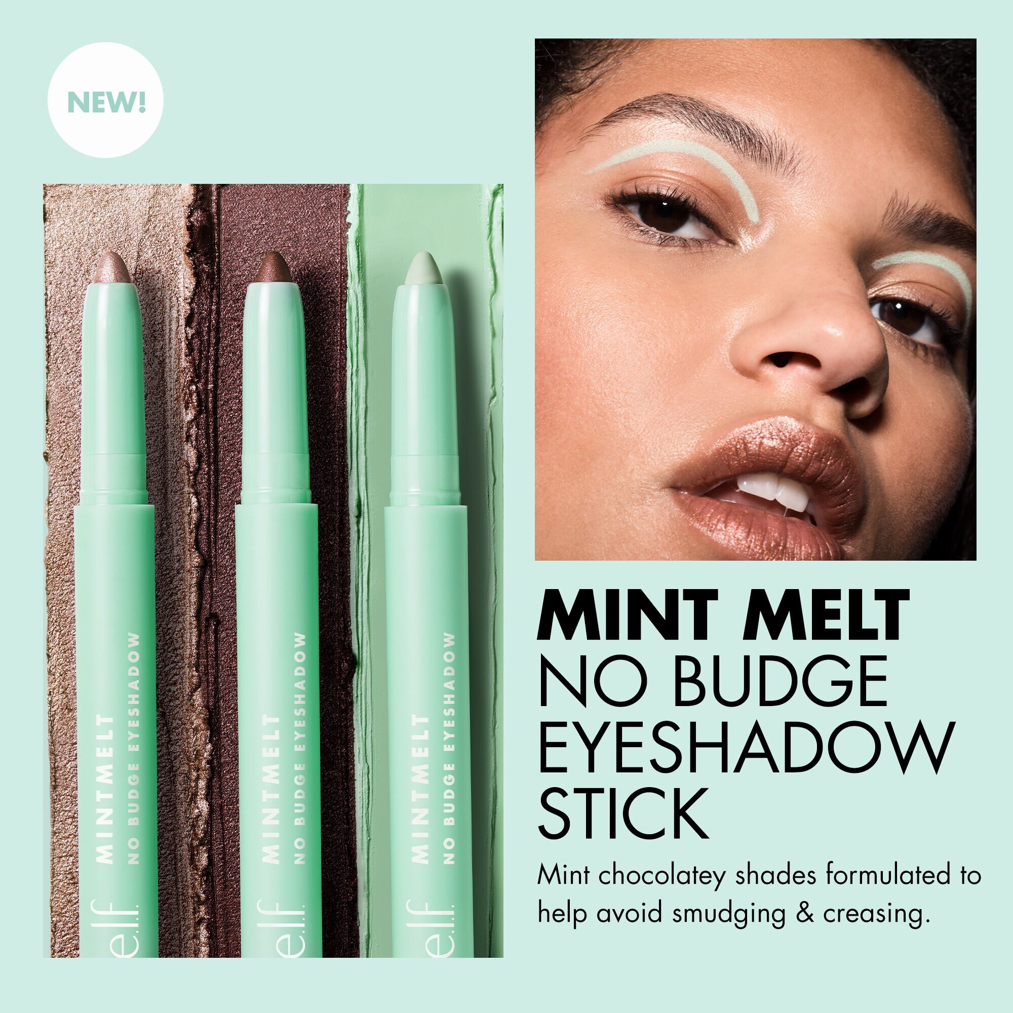 Phấn mắt dạng thỏi kem mềm kiêm kem lót e.l.f Elf elf mint melt no budge eyeshadow stick