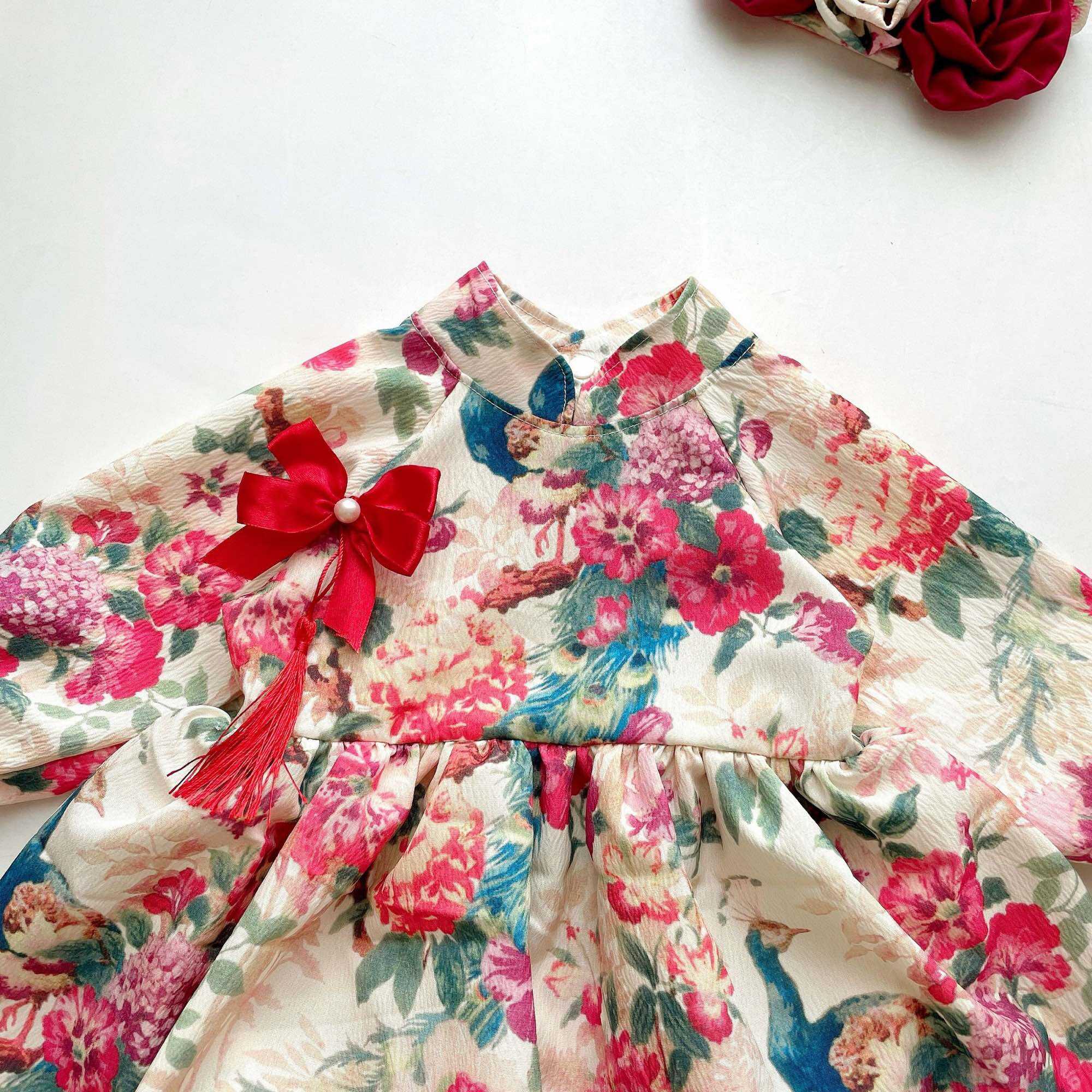 (3-12kg) Body Cổ Tàu Hoa Công RYL’S CLOSET Cho Bé Gái Sơ Sinh, Đầy Tháng, Thôi Nôi B128