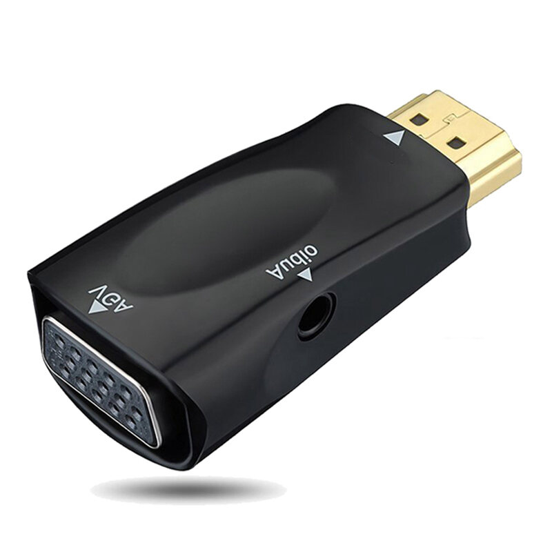 Bộ chuyển đổi cáp HDMI tương thích với Vga Bộ chuyển đổi âm thanh 1080p 3,5mm cho màn hình máy tính xách tay máy tính bảng