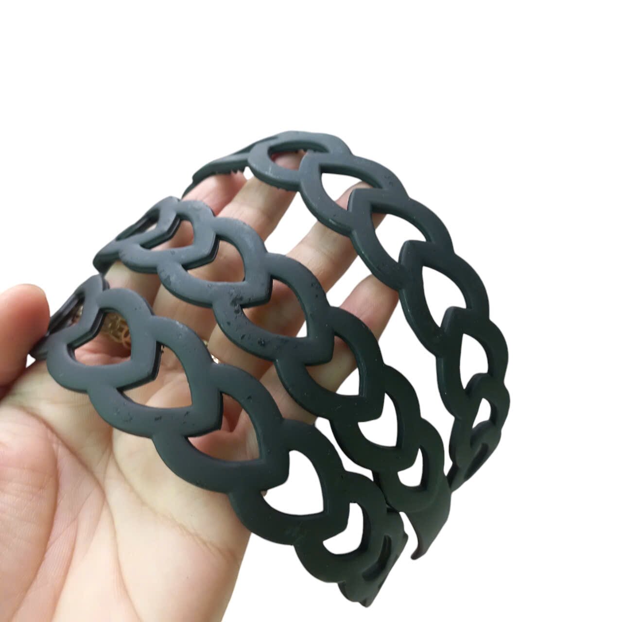 Thanh lý trầy như ảnh Bờm cài tóc trái tim đen nhám (bản 2.5cm)