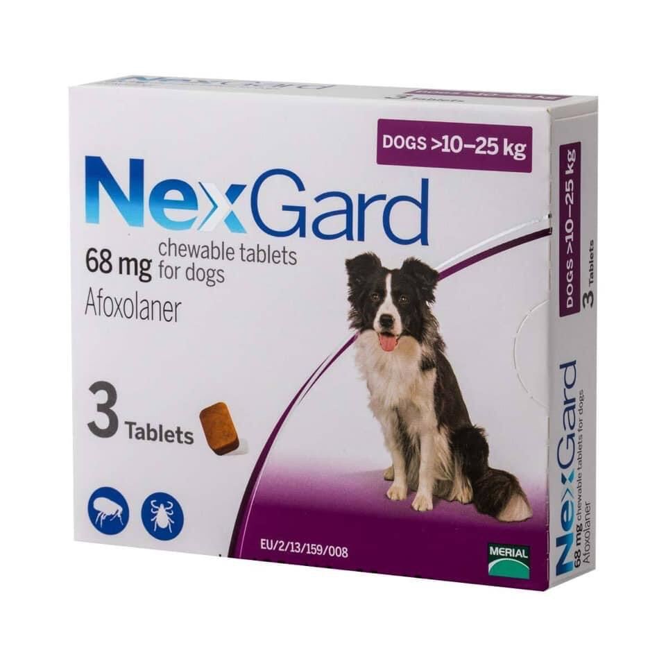 1 VIÊN NEXGARD TRỊ VE, GHẺ, BỌ CHÉT TRÊN CHÓ 10-25kg  HIỆU QUẢ TRONG 24