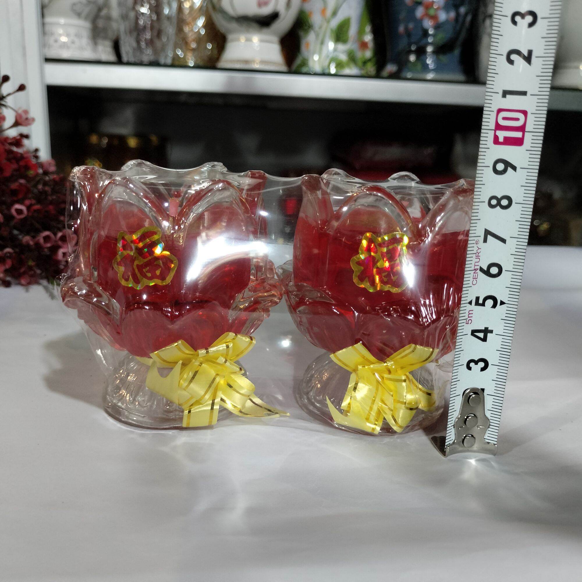 Đèn Cầy Ly Cúng Phật Hoa Sen (1 cặp)