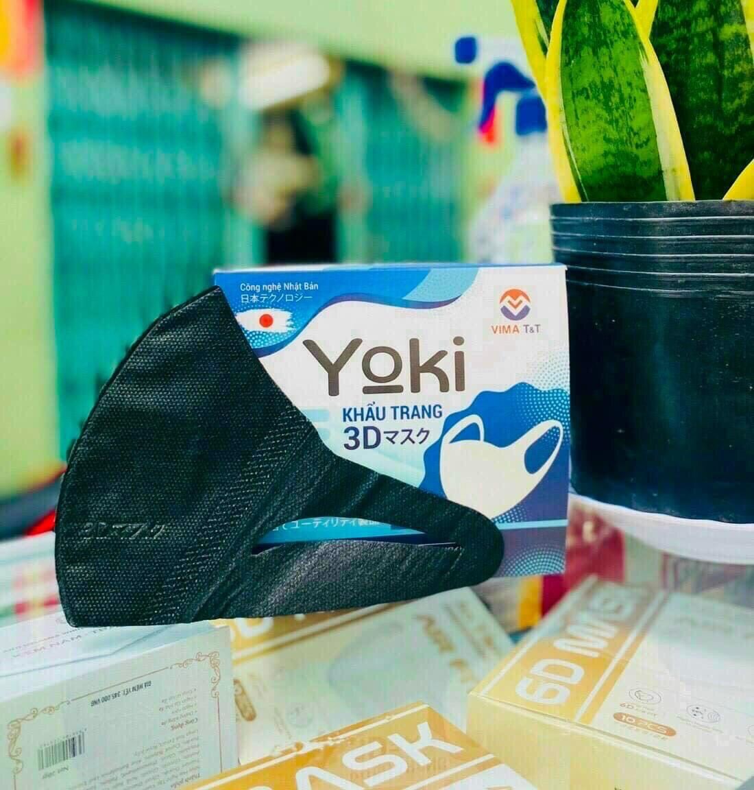 Màu Đen Khẩu trang 3D Yoki Mask Hộp 50 cái kháng khuẩn công nghệ nhật bản