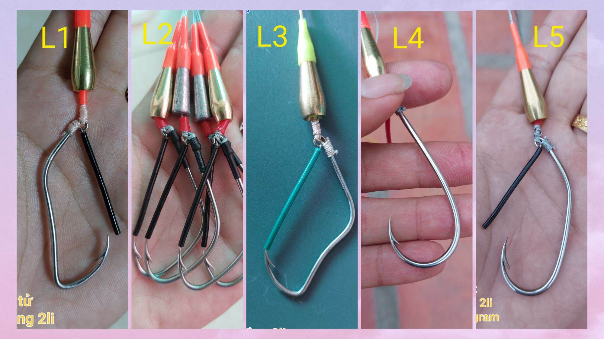 Lưỡi câu cá lóc thủ công Thép trắng 1li8-2li. Thẻo chì đồng