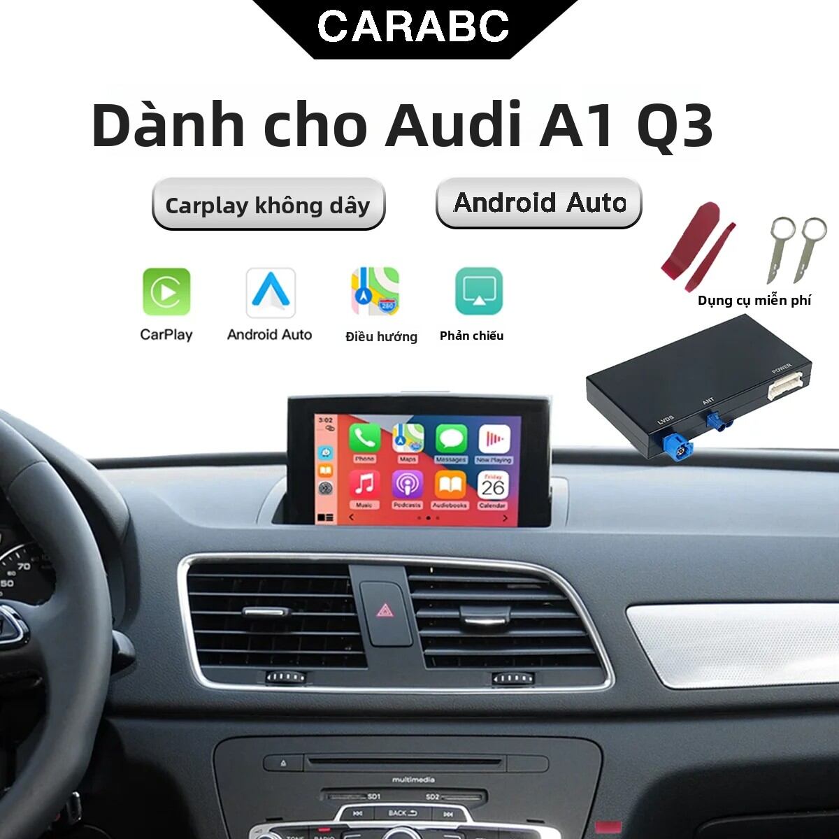 CARABC Wireless Carplay Cho Audi A1 Q3 2013-2018 Hỗ Trợ Android Auto Airplay Autolink Camera Lùi RMC MMI3G Giá 6,114,000 Đồng*Miễn phí vận chuyển