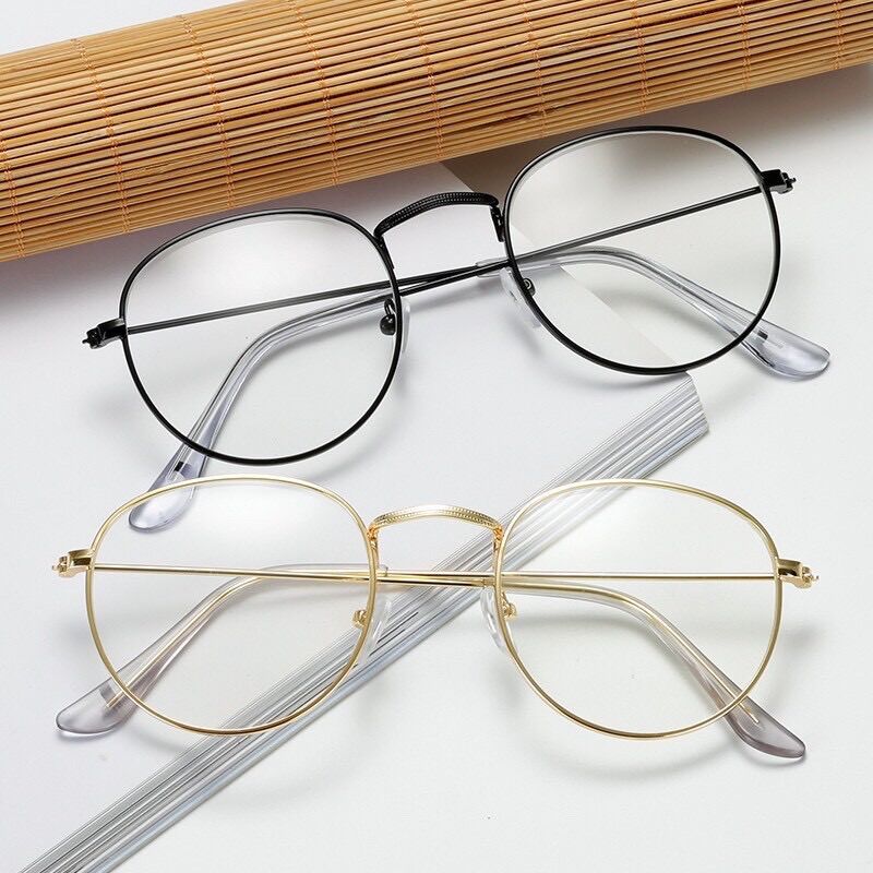 Gọng kính tròn nobita, kính ngố thời trang giả cận học sinh