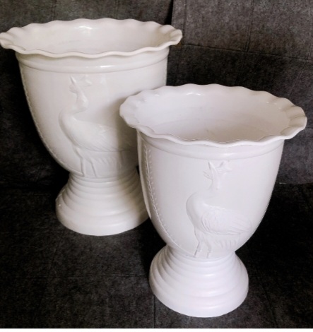 chậu ly chân đế hoa văn con cò size lớn 22x29cm