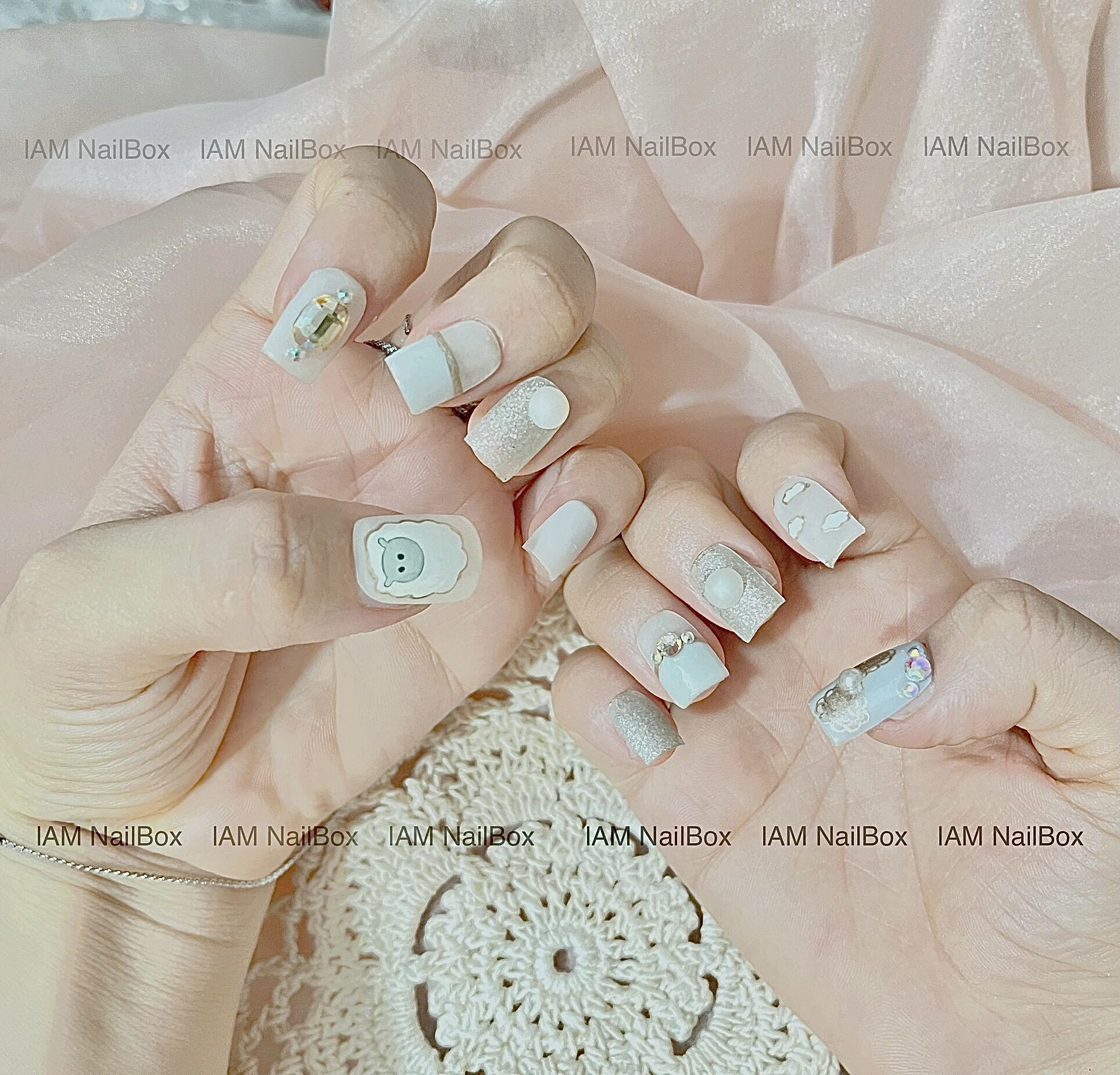Nailbox thiết kế Bé CỪU trắng siêu CUTE (Code SC04)
