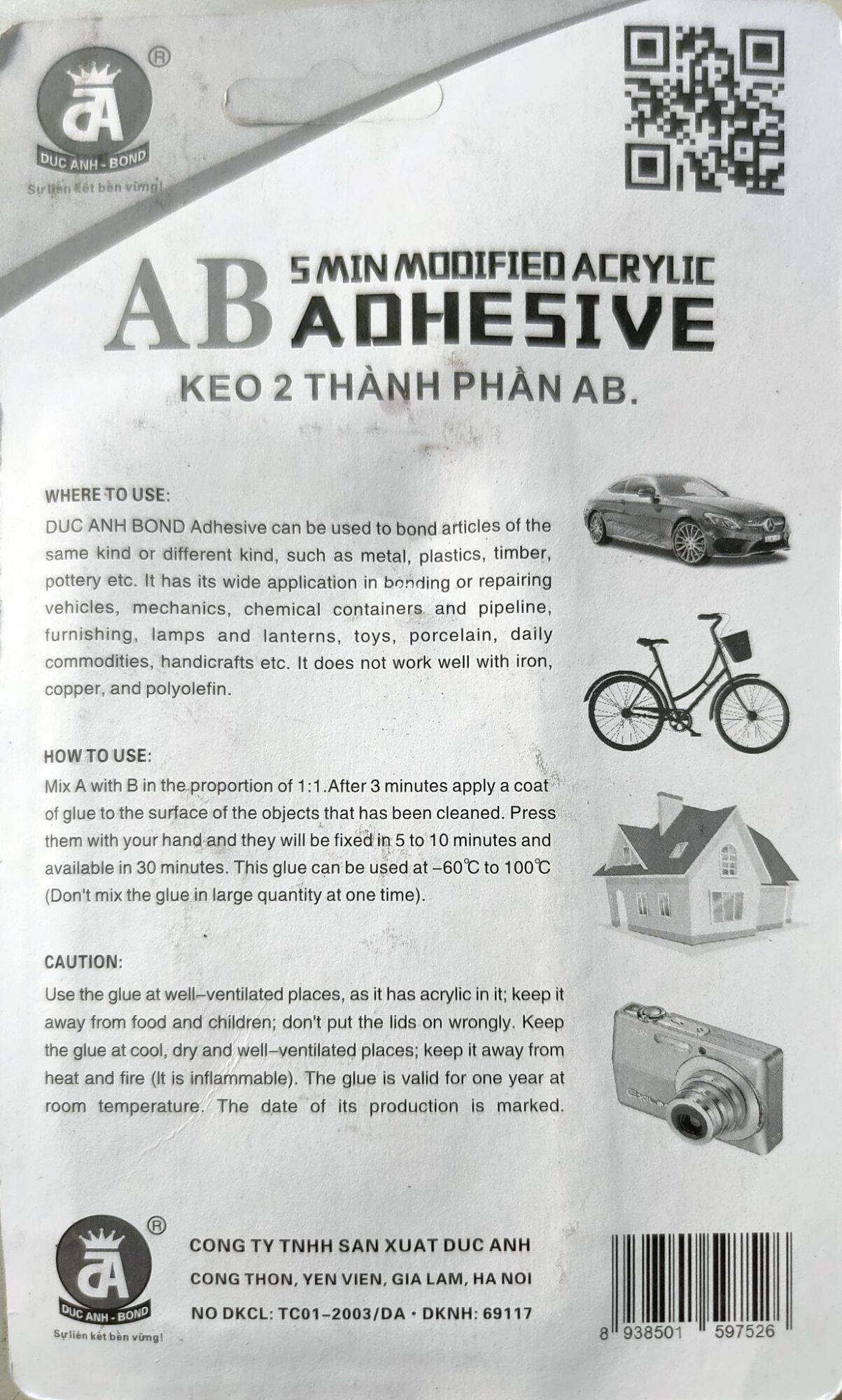 Vỉ keo AB 2 tuýp 2 thành phần dán siêu chắc
