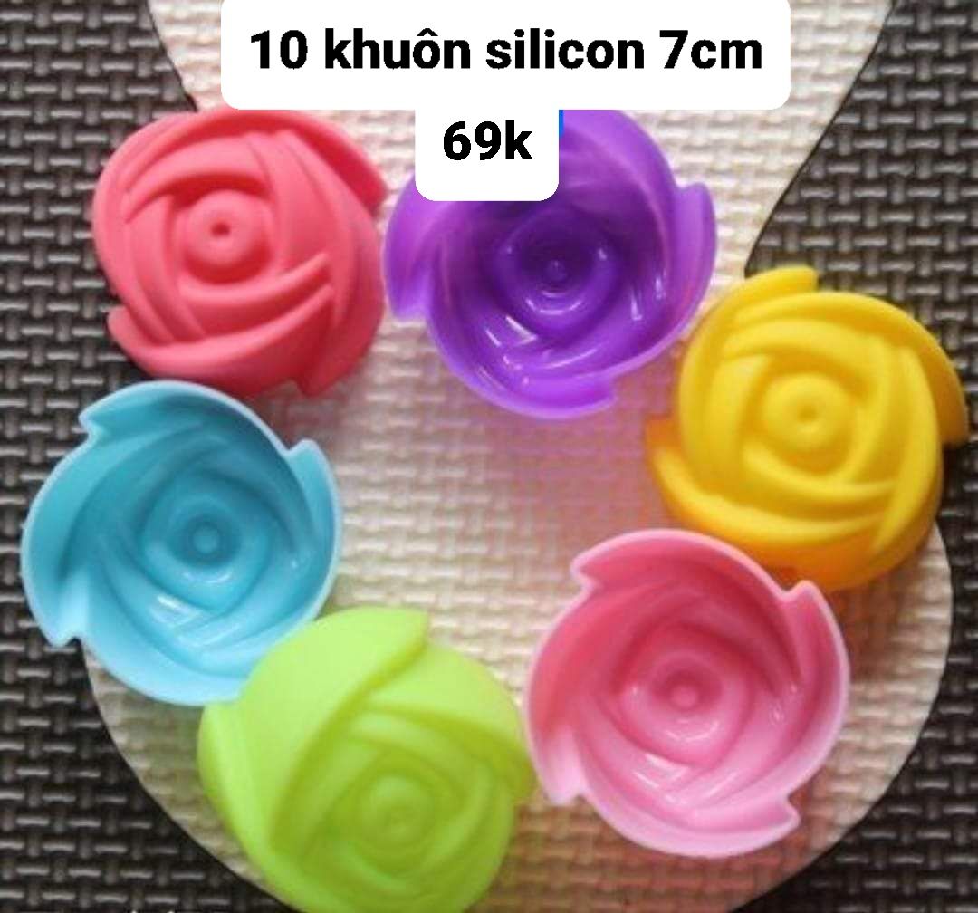 Bộ 10 khuôn silicon hoa hồng 7cm